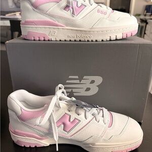 New Balance 550 White and Pink Shoes